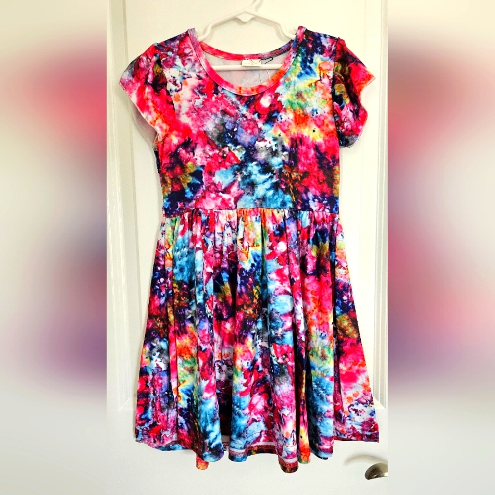 *2 for $10* BRIGHT paint splatter Little Girls Dress